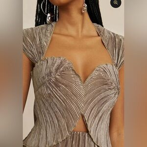 Cult Gaia Milli sweetheart neck pleated top in TEA